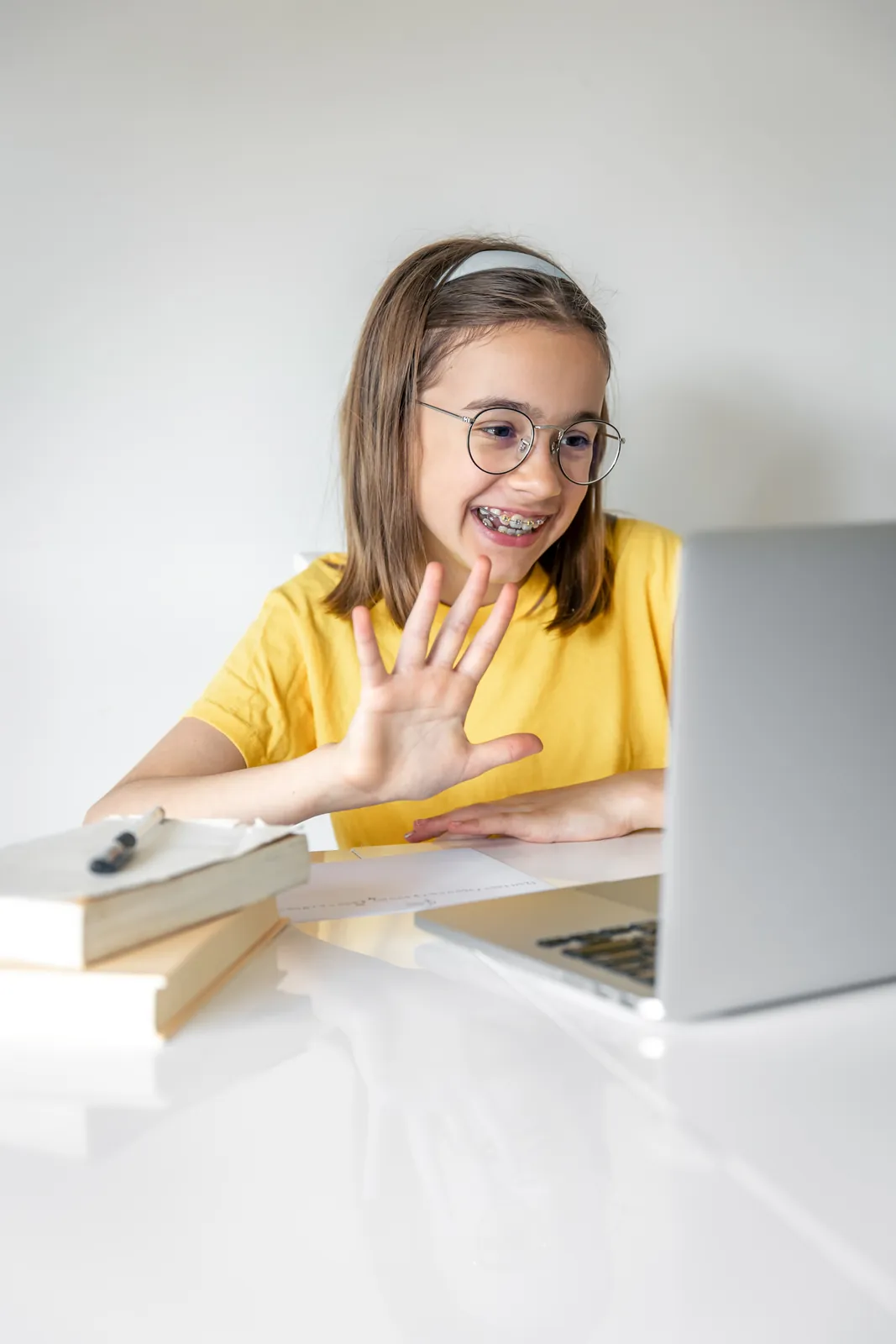 Student smiling during a virtual tutoring session