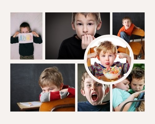 A collage of children's pictures displaying various emotions, such as happiness, sadness, and excitement.